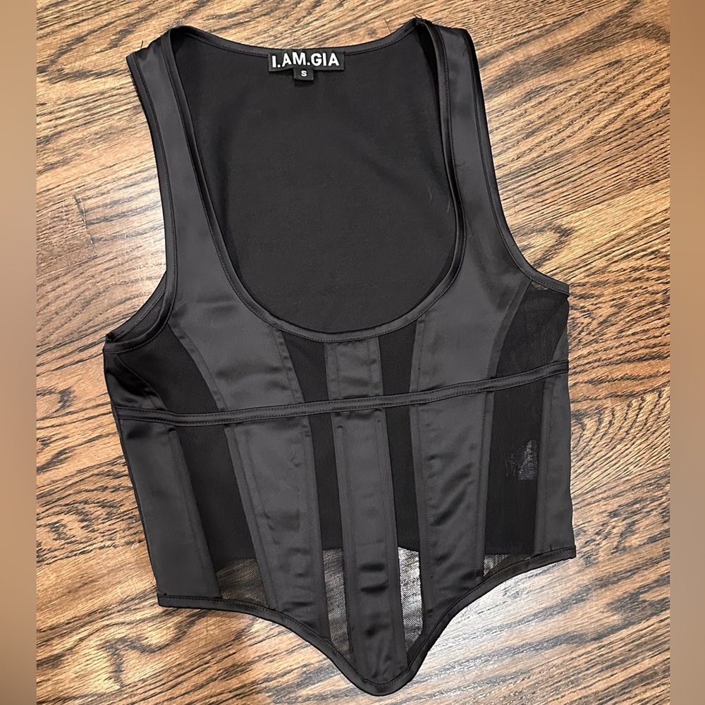 I AM GIA Black Mesh Panel Corset